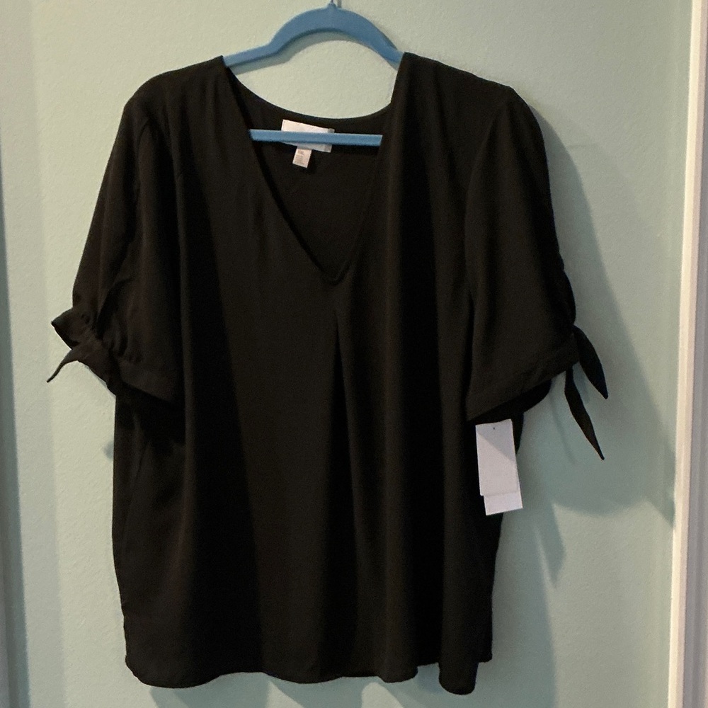 Nordstrom Black V-Neck Blouse